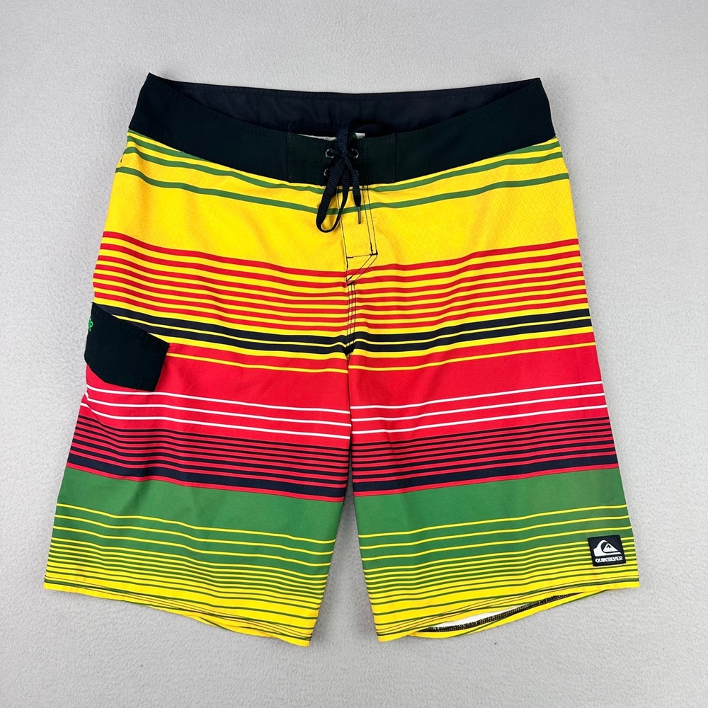 Vintage Quiksilver Boardshorts Mens 38x11 Long Baggy Y2K Surf Beach Cargo Rasta